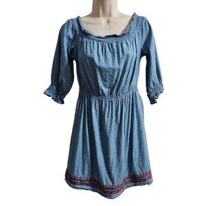 FLYING TOMATO Chambray Peasant Dress Size M